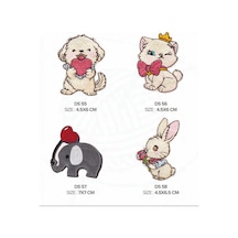Ütü İle Yapışan Arma-patch-yama Fil-kalpli Fil-kedi-tavşan-köpek 4'lü Set - 837268365