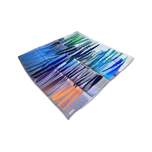 Aker Mavi Geometrik Desen Tivil İpek Eşarp 8838713-921