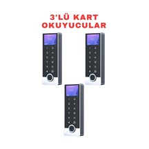 Sr-213 Lcd Em Parmak İzi Kart Şifre Okuyucu Lcd Ekranlı Metal Kasa 125 Khz 3 Adet