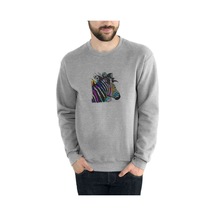 Zebra Baskılı Gri Erkek Örme Sweatshirt