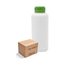 Borox Plastik Yuvarlak Yeşil Kilit Kapaklı Numune Şişe 100 x 500 ML