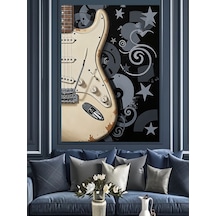 Ahşap Tablo Siyah Beyaz Gitar Desenleri Aşk Temalı Tablolar