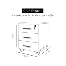 Antrasit 3 Çekmeceli Hareketli Keson, Merkezi Kilitli Ofis Dolabı, Tekerlekli Çalışma Masası Altı Komodin, Dosya Ve Evrak Düzenleyici, Türk Malı, 40x50x56 Cm, Modern Ofis Mobilyası Antrasit Çok Renkli