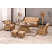 Btkconsept Datça Rattan Bahçe Mobilyası 3+1+1 Kahverengi/masalı Kahverengi