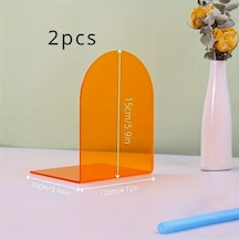 Sunshine011 2 Adet Turuncu Akrilik Kitap Standı - Masada Ve Kitaplıkta Minimalist Düzenleme Turuncu