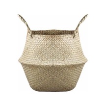 Lebihmurah 4488 Sepet Rattan Katlanır Hasır Saplı Yuvarlak Doğal Deniz Çimi Bitki Depolama Ahşap Podazz