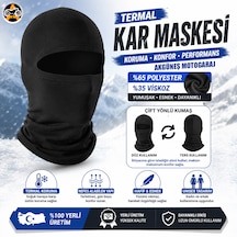 Akgüneş Motogaraj Termal Kar Maskesi Balaklava Motosiklet, Kayak, Snowboard Ve Bisiklet İçin Rüzgar Geçirmez Boyunluklu Kışlık Yüz Maskesi Siyah
