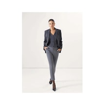 LC Waikiki Lcw Vision Gri Beli Kemerli Havuç Kesim Kadın Pantolon Grey Melange