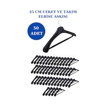 50 Adet Plastik Yüksek Kalite Ceket Askısı Elbise Askısı Siyah