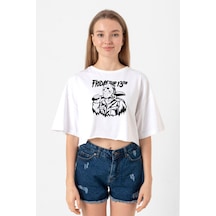 Friday The 13th Halloween Beyaz Kadın Crop Tshirt Beyaz Friday The 13th Halloween Beyaz Kadın Crop Tshirt Beyaz
