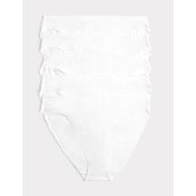 Marks & Spencer 5'li Cotton Lycra High Leg Külot Seti Beyaz