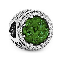 Nur Silver Yuvarlak Yeşil Taşlı Gümüş Charm Nur-bl00246