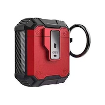 Mobilteam Air-pods Airbag 35 Darbelere Karşı Dayanıklı Düğmeli Kılıf-kırmızı Kırmızı