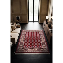 Cotto Home Fesane Fn003j Bordo Pamuk Taban Afgan Desenli Salon Oturma Odası Halısı