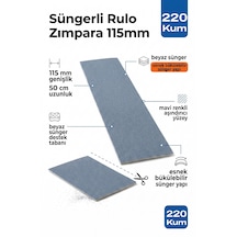 115 Mm Süngerli Rulo Zımpara 220 Kum 50 Cm Esnek Destek Tabanlı
