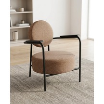 Venüs Tekli Koltuk Soft Kumaş Ofis Bekleme Koltuğu Berjer Metal Siyah Renk İskeletli - Cappuccino Bej