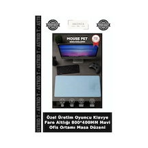 Özel Üretim Oyuncu Klavye Fare Altlığı 800 400mm Mavi Ofis Ortamı Masa Düzeni