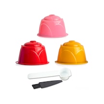 Geekyou Dolce Gusto Makinaları İçin Tekrarlı Kullanım Kafein Filtre Seti - 3 Lü Pembe Sarı Kahve Kapsülü + Kaşık + Fırça Diğer