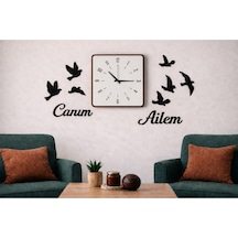 Duvar Saati Şık Ve Modern Çizgilerle 40 Cm Kuş Temalı 8 Adettir No 103 Çok Renkli