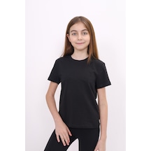 Toontoy Kids Toontoy Kız Çocuk Baskılı Bisiklet Yaka Kısa Kollu Tişört Siyah