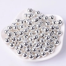 50 Adet Gümüş Silver Metalize 14mm Parlak Boncuk - Hobi Boncuk -