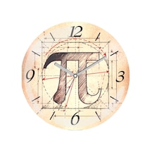 Pi Matematik Sessiz Akar Bombeli Gerçek Cam Duvar Saati Siyah