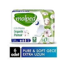 Molped Hijyenik Ped Pure&soft 6'lı Gece 24'li Paket