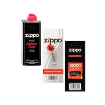 Zippo Çakmak Benzin + Taş + Fitil Seti