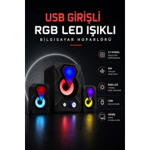 Rgb Led Aydınlatmalı Usb Bilgisayar Oyun Hoparlörü - Lisinya