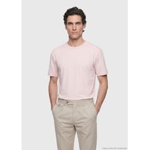 Ramsey Açık Pembe Düz Bisiklet Yaka %100 Pamuk T-shirt