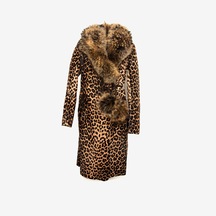 Rouge Kürklü Kadın Deri Mont P254u Leopar
