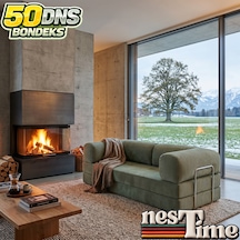 Nestime 200x100 Comfortnest Kanepe / Aktivite Koltuğu / Yatak 50 Dns Dayanıklı Orta Sert Sünger, Çıkarılabilir Kılıf, Pati Dostu Fitilli Kadife Kumaş Yeşil