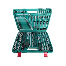 Profesyonel 216 Parça 72 Diş Eğik Cırcır Lokma Takımı Almanya Cr-v Çelik Dayanıklılık 1/4 , 3/8 , 1/2 Boyutlu Cırcır Ve Soket Seti Geniş Uygulama Alanı Lokma Çantalı Tam Set