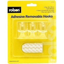 61328 3pc Removable Transparent Adhesive Hooks, 7/8 Yaş