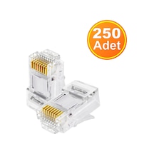 250 Adet - Rj45 Cat5 Cat6 Konnektör Network Jak Ethernet Uç