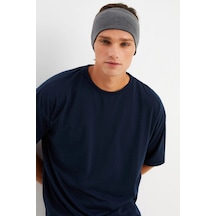 Erkek Pamuklu Penye Kaymaz Ultra Hafif Spor Geniş Saç Bandı Bandana - Tek Ebat / Füme Füme