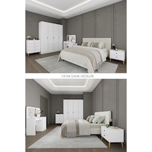 Yatak Odası Takımı 5 Parça %100 Mdf Gardırop Şifonyer Makyaj Masası Komodin Ytk03