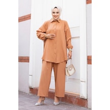Misskayle Pilise Detaylı Tesettür Camel Takım Camel