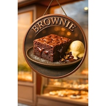 Brownie Temalı İpli Ahşap Kapı Duvar Süsü, Pastane, Tatlı Dükkanı, Cafe Tablo Dekoru