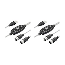 2x Usb Mıdı Kablo Adaptörü, Led Göstergeli Usb Tip A Erkek - Mıdı Din 5 Pin Kablo Arayüzü