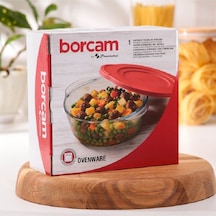 Kapaklı Yuvarlak Borcam Tencere 1450cc 59123 Kahverengi