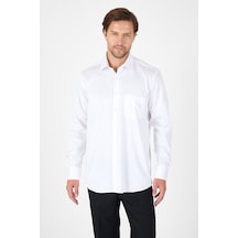 İmza Beyaz Sert Yaka Düz Classic %100 Pamuk Comfort Fit Gömlek 1004250323 Beyaz