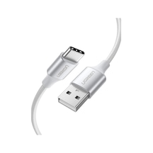 Örgülü Usb Type-c Şarj Ve Data Kablosu, Beyaz, 2 Metre