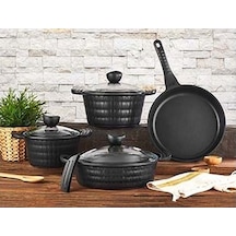 Chef Dıor Orıon 7 Parça Döküm Tencere Seti Siyah Siyah Chef Dıor Orıon 7 Parça Döküm Tencere Seti Siyah Siyah