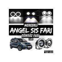 Şüscaroto Aksesuar Fiat Fiorino 2008-2023 Uyumlu Üniversal Mercekli Angel Sis Farı Metal 76 Mm Beyaz Halkalı Günd
