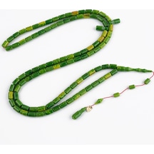 Kadim Katalin Eski Obje Usta İşi İmzalı 99'luk Kapsül Kesim 6.5x10mm Tesbih -yeşil