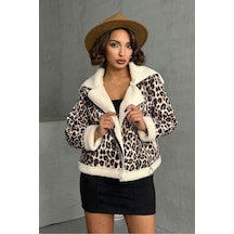 Verymoda Leopar Desenli Peluş Mont F1858 Leopar D1