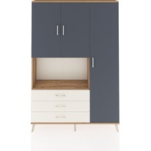 Arges Dolap 7 Raflı 3 Çekmeceli 3 Kapaklı 132x30x195 Çam-antr... Çam