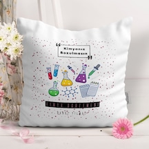 Bk Gift Kişiye Özel Kimya Öğretmeni Tasarımlı Beyaz Yastık - 4 Akgn11034 Renkli