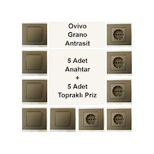 Ovivo Grano Antrasit 5 Adet Anahtar + 5 Adet Topraklı Priz